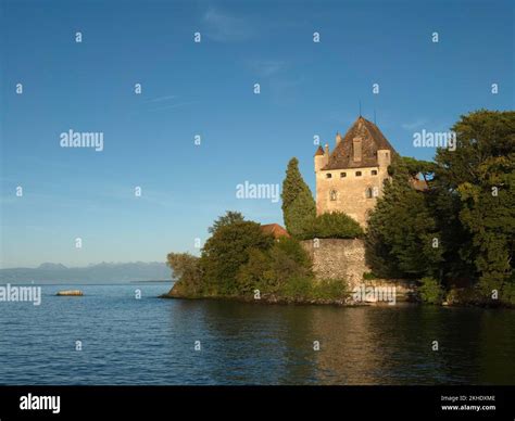 Yvoire Castle On Lake Geneva In The Village Of Yvoire One Of The Most