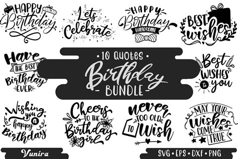 10 Birthday Bundle | Lettering Quotes Graphic by Vunira · Creative Fabrica