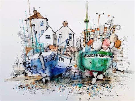 Ian Fennelly On Instagram Portloe Harbour Cornwall Urbansketch