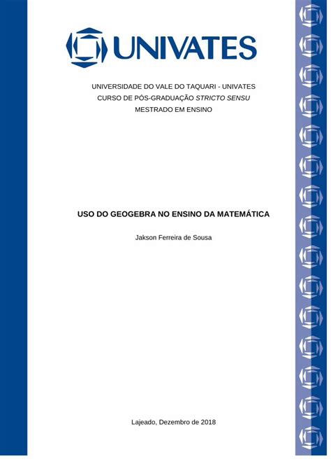 Pdf Uso Do Geogebra No Ensino Da Matem Tica Como Uma Forma O