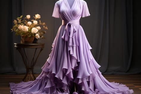 Premium AI Image | The long dark lavender color dress adding a touch of elegance and grace to ...