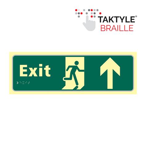 Exit Man Running Arrow Up Sign Self Adhesive Taktyle Photoluminescent