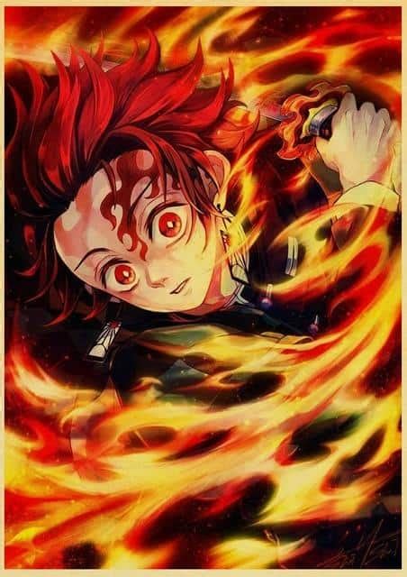 tanjiro fire breathing poster Kimetsu no Yaiba Merch | Official ...