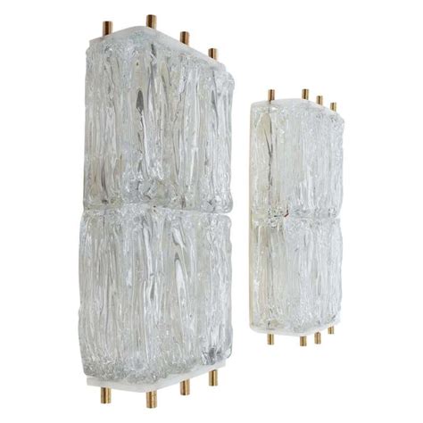 Pair Of Italian Glass And Brass Sconces By Stilkrone For Sale At 1stdibs