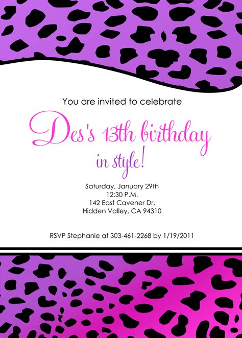 13th Birthday Party Invitations