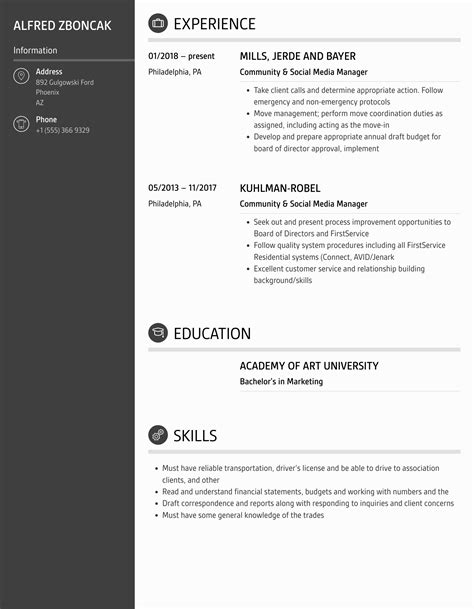 Community Social Media Manager Resume Samples Velvet Jobs