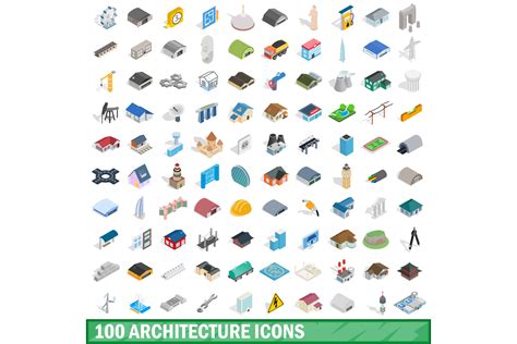 100 Architecture Icons Set Isometric 3d Graphic By Ylivdesign · Creative Fabrica