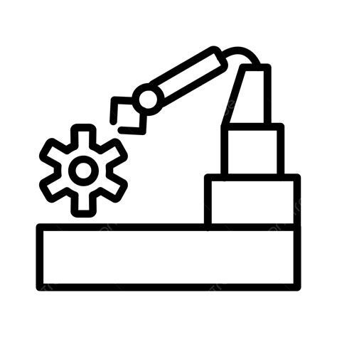 Icono De Línea De Automatización Vector Png Robot Fábrica Robótica