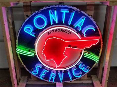 Pontiac Porcelain Neon Sign Original With New Neon Glass Transformers