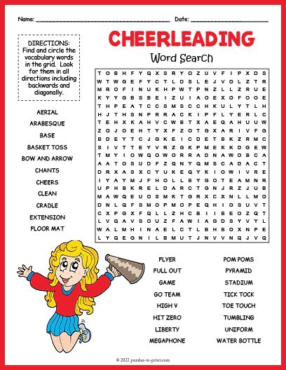 Cheerleading Word Search