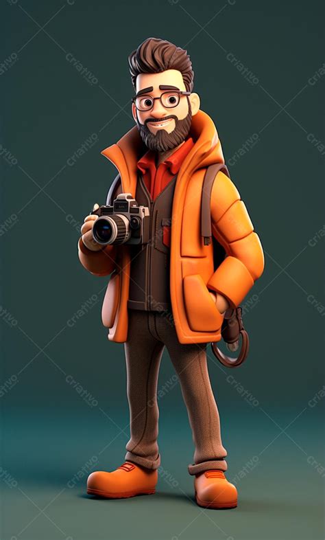 Personagem De Desenho Animado 3D De Um Fotógrafo Profissional 101