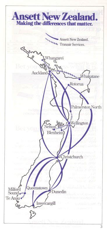 Ansett New Zealand Route Map Route Map Route Map