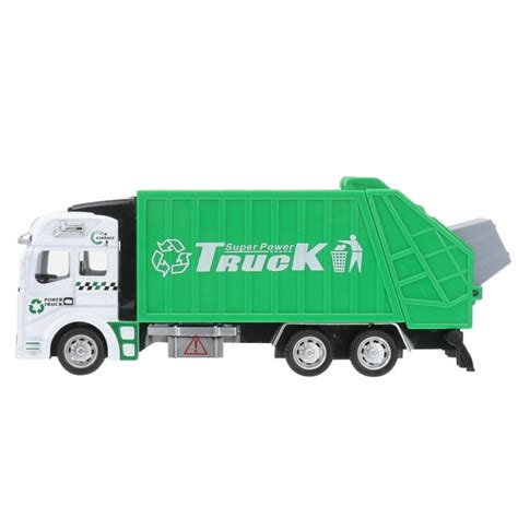 Garbage Truck Toy Friction Powered Pull-back Alloy Car Cool Trash Truck Game for Toddlers Kids ...