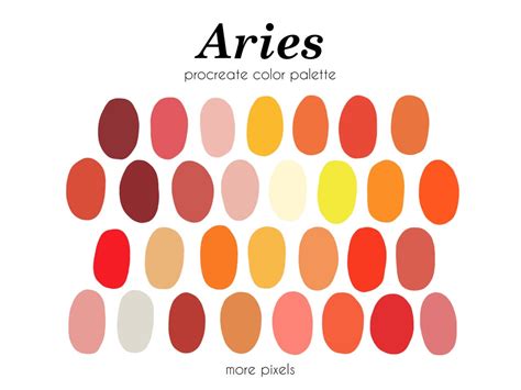 Aries Procreate Color Palette, Zodiac Color Palette, Hex Code, Ipad ...