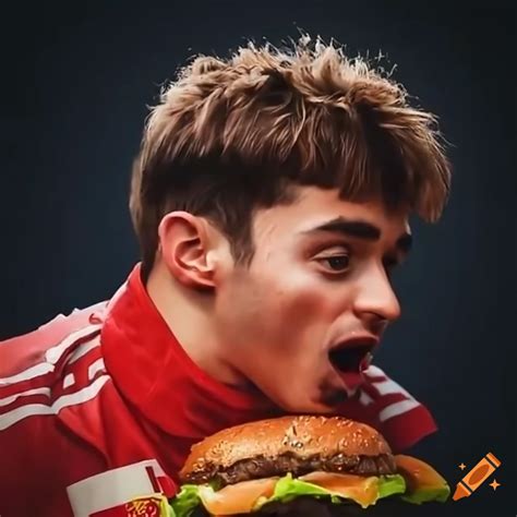 Charles Leclerc Enjoying A Large Burger