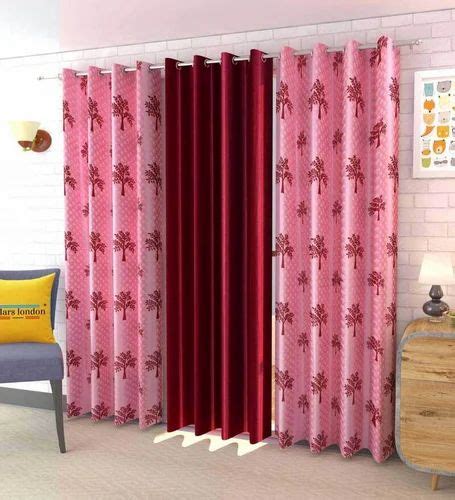 Pink Polyester Semisheer Feet Eyelet Curtain Set Of At Rs