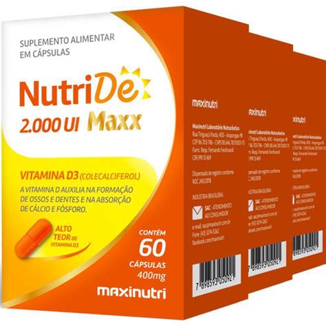 Kit 3 Caixas Nutride Maxx Vitamina D 2000Ui 400Mg 60 Cápsulas Maxinutri