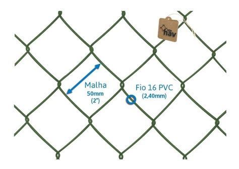 Tela Cerca Alambrado Revest Pvc Belgo Fio 16 Malha 50mm R 18 52 Em