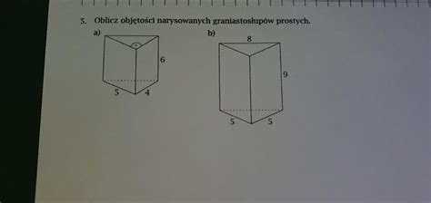 Oblicz Obj To Narysowanych Graniastos Up W Prostych Za Cznik