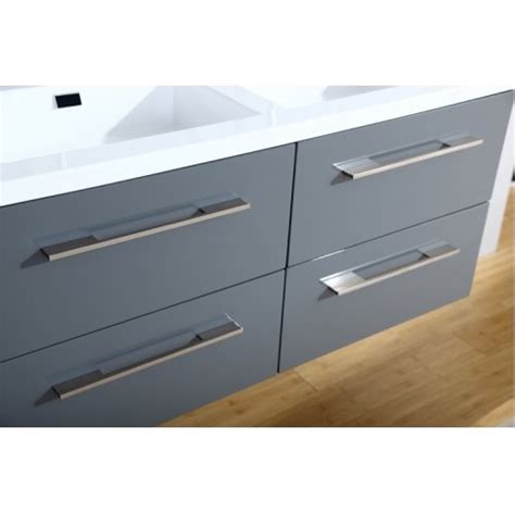 Meuble Double Vasque 120cm Saturn 2 0 Gris Brillant Sans Miroir