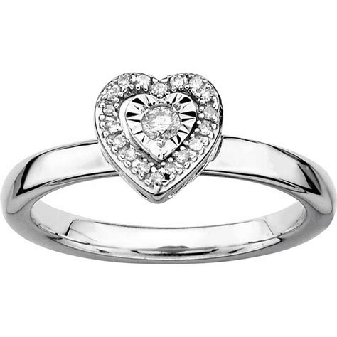 Sterling Silver Heart Diamond Ring - Walmart.com