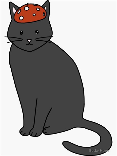 Grey Cat With Mushroom Hat Sticker For Sale By StickerHome Redbubble