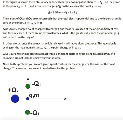 Solved In The Figure Is Shown Three Stationary Spherical Charges Two Negative Charges Q1on