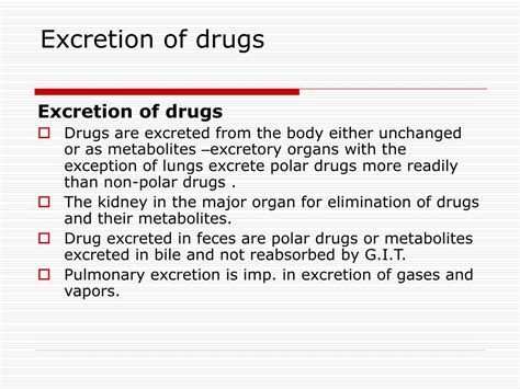 Ppt Excretion Of Drugs Powerpoint Presentation Free Download Id