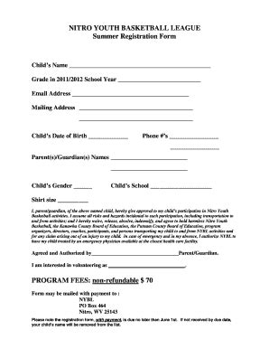 Basketball Registration Form Template Word Complete With Ease