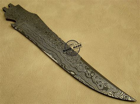 Blank Blade Damascus Bowie Knife Custom Handmade Damascus Steel Hunting