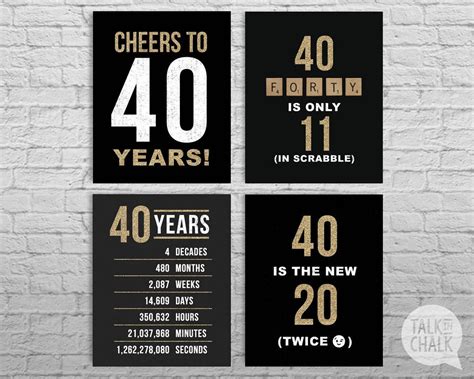 40th Birthday Sign Pack 40th Birthday Printable Signs Cheers To 40