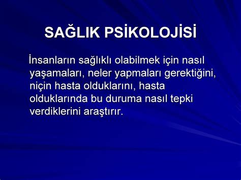 SAĞLIK PSİKOLOJİSİ Prof Dr Süheyla Ünal ppt indir