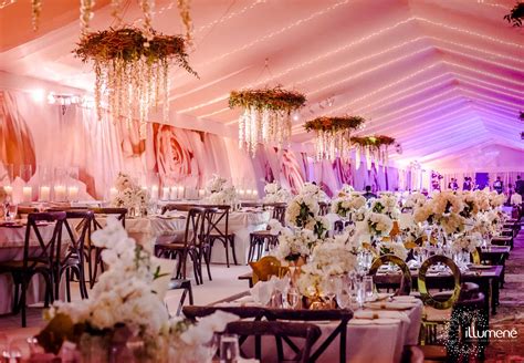 Blush Pink Uplighting For A Tent At Vizcaya Museum And Gardens