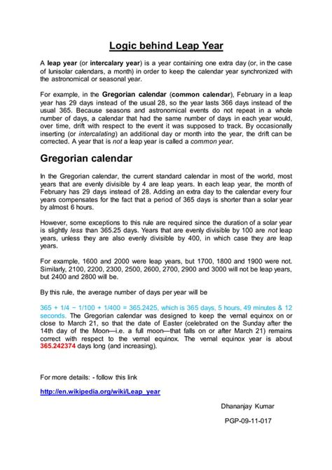 Logic behind leap year | PDF