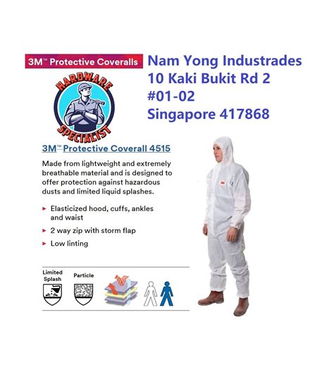 3m 4515 Protective Coverall Safety Ppe Full Body Coverage