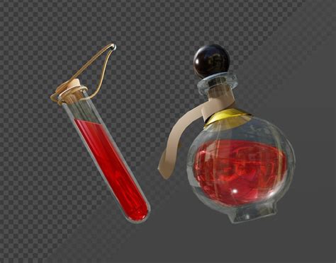 Premium Psd 3d Rendering Of Big And Small Healing Potion Bottles