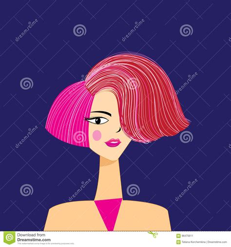 Vector Illustration Portrait Of A Beautiful Girl Stock Vector