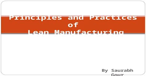 Ppt Principles And Practices Of Lean Manufacturing Pdfslidenet