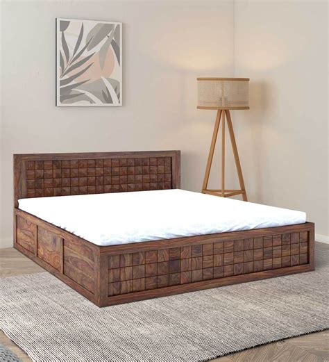 Buy Dreamer Sheesham Wood Queen Size Bed In Teak Finish With Drawer