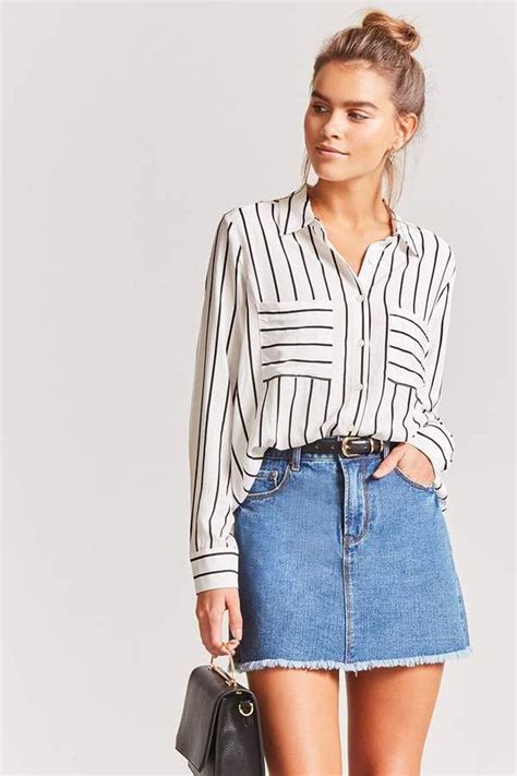 Forever 21 Striped High Low Shirt Fashion Fashion Outfits Outfits