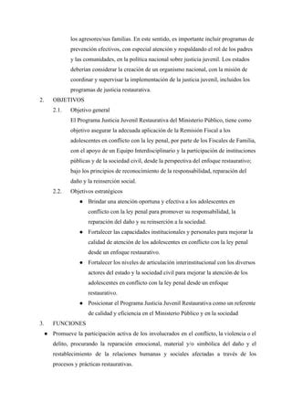 Programa De Justicia Juvenil Restaurativa Pdf