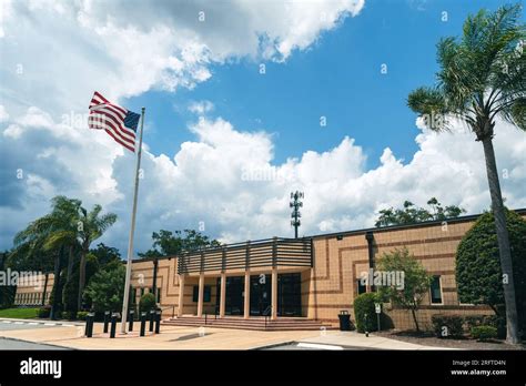 City Hall Winter Springs Florida American Flag Stock Photo Alamy