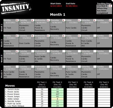 Print A Detailed Insanity Workout Schedule And Get Started With The 60 Day Insanity Challe