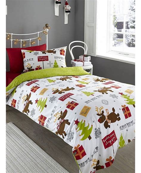 This Adorable Reindeer Brushed Cotton Single Christmas Duvet Cover Set