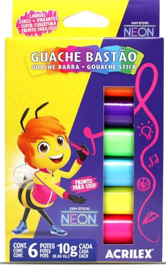 Tinta Guache Em Bast O Neon Cores Adoleta Brinquedos Educativos