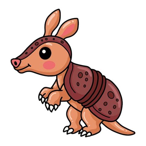 Lindo pequeño armadillo de dibujos animados de pie Vector Premium