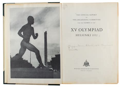 Helsinki 1952 Summer Olympics Official Report Rr Auction