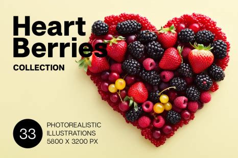 Heart Berries on Yellow Images Creative Store - 124817