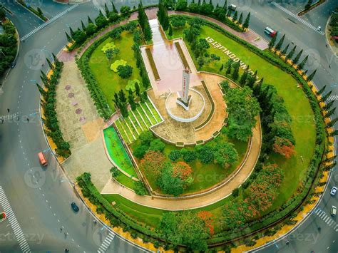 Vung Tau View From Above With Traffic Roundabout House Vietnam War