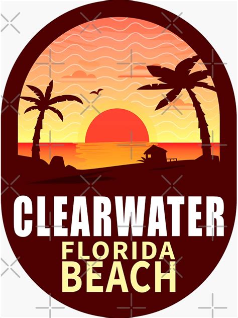 Clearwater Beach Florida Beaches Retro Vintage Summer Sticker For